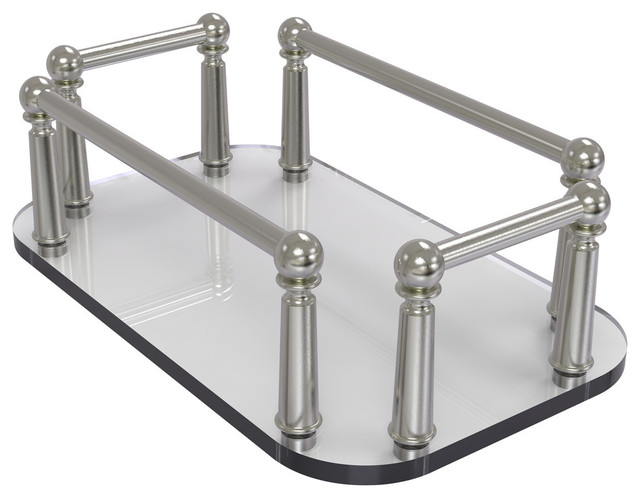 Vanity Top Glass Guest Towel Tray Antique Brass Traditional Bathroom Shelves By Avondale Decor Llc