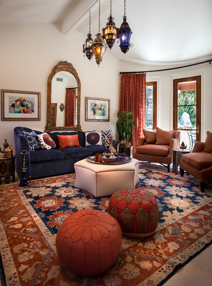 This is an example of a mid-sized mediterranean living room in Los Angeles.