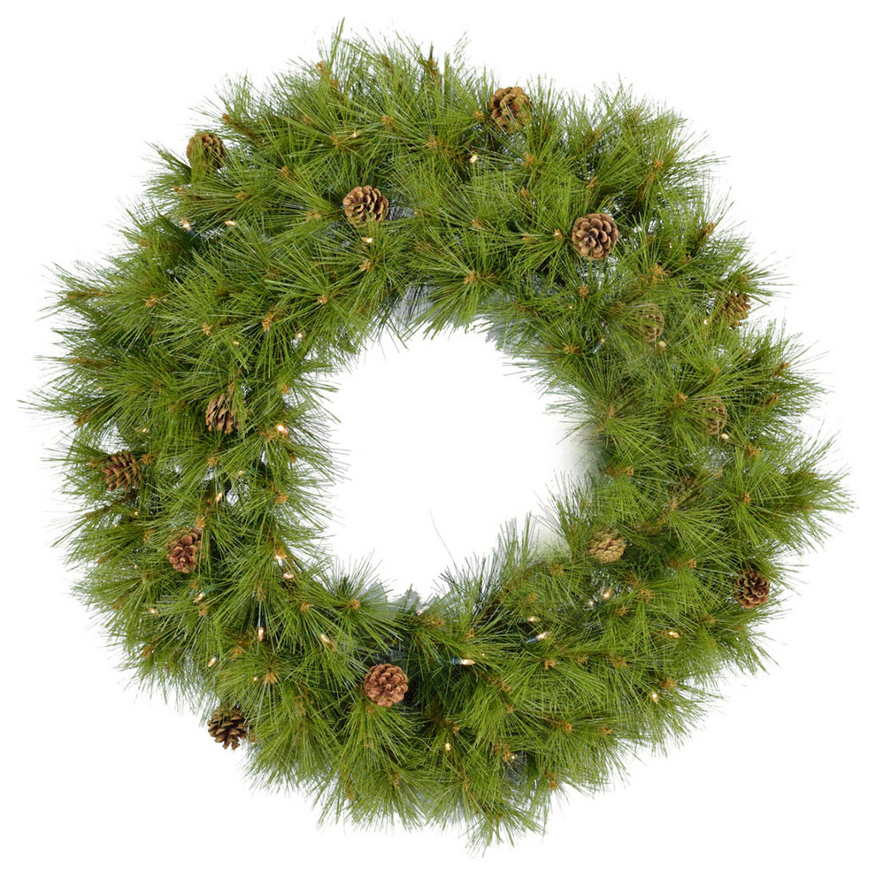 36" Eastern Pine Artificial Holiday Wreath, Lights: Clear Led