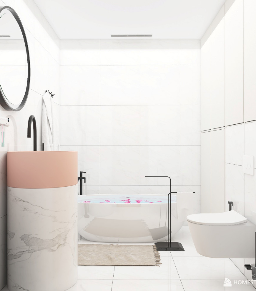 Ванная комната в Проекте кухни-гостиной в большой двухкомнатной квартире