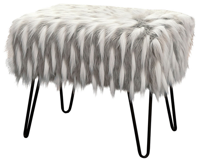 Feathery Faux Fur Ottoman Contemporary Footstools And Ottomans by BNF Home Houzz