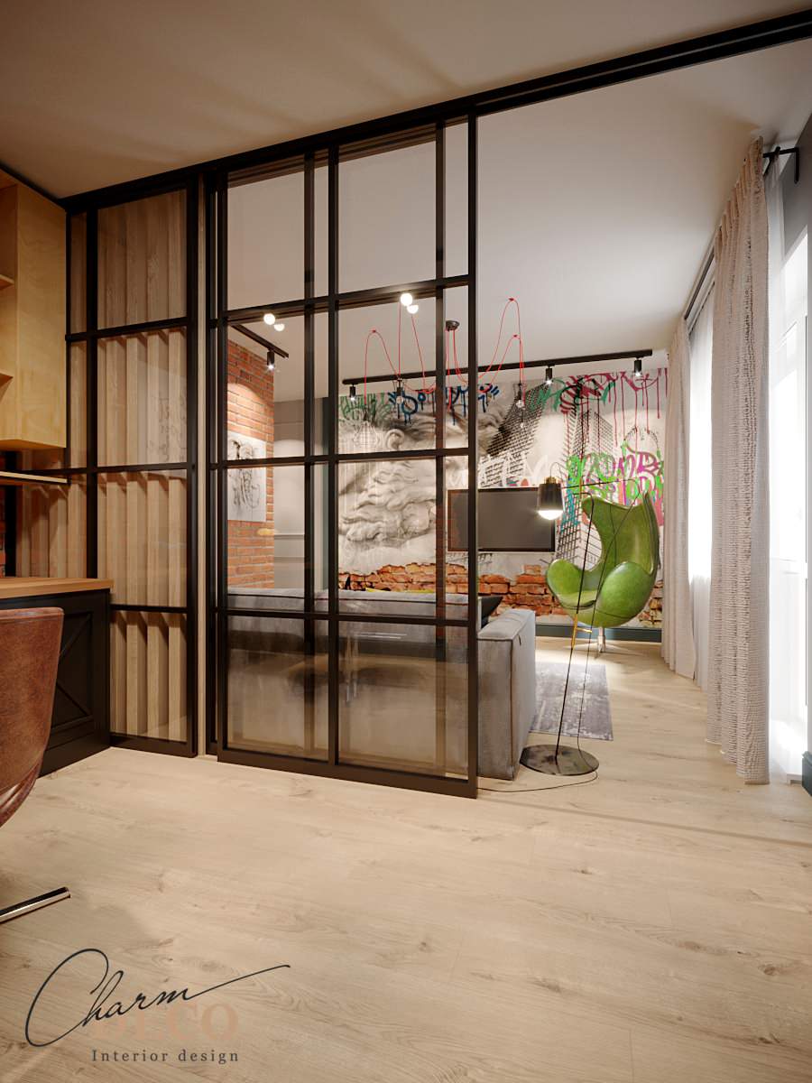 Гостинная в стиле лофт