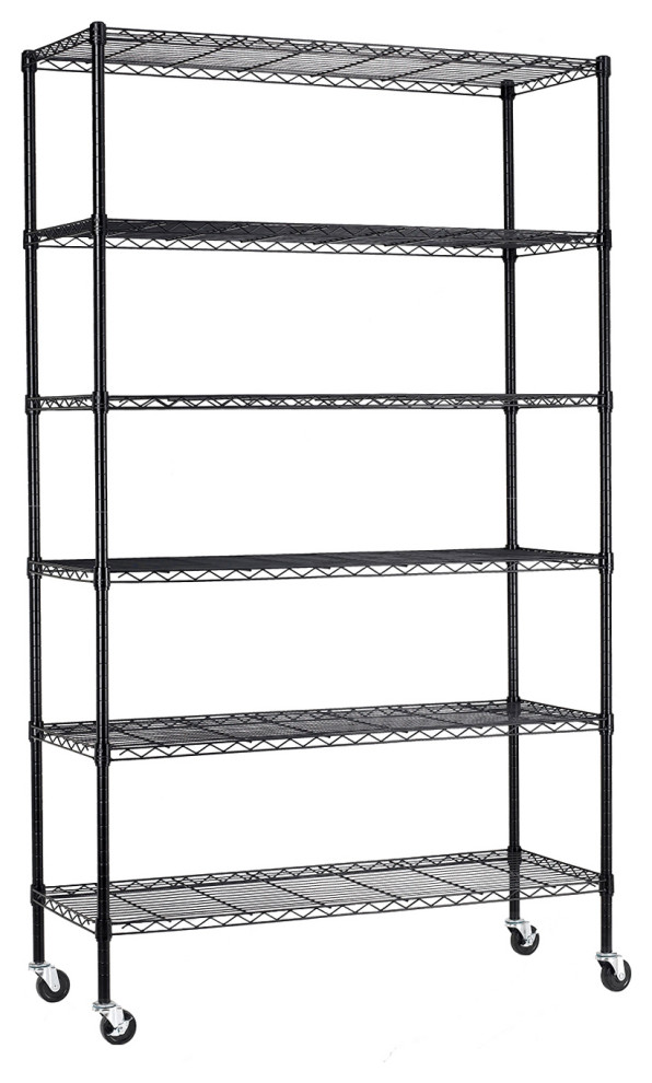 Furniture of America 6Tier Adjustable Wire Shelving Rack with Wheels