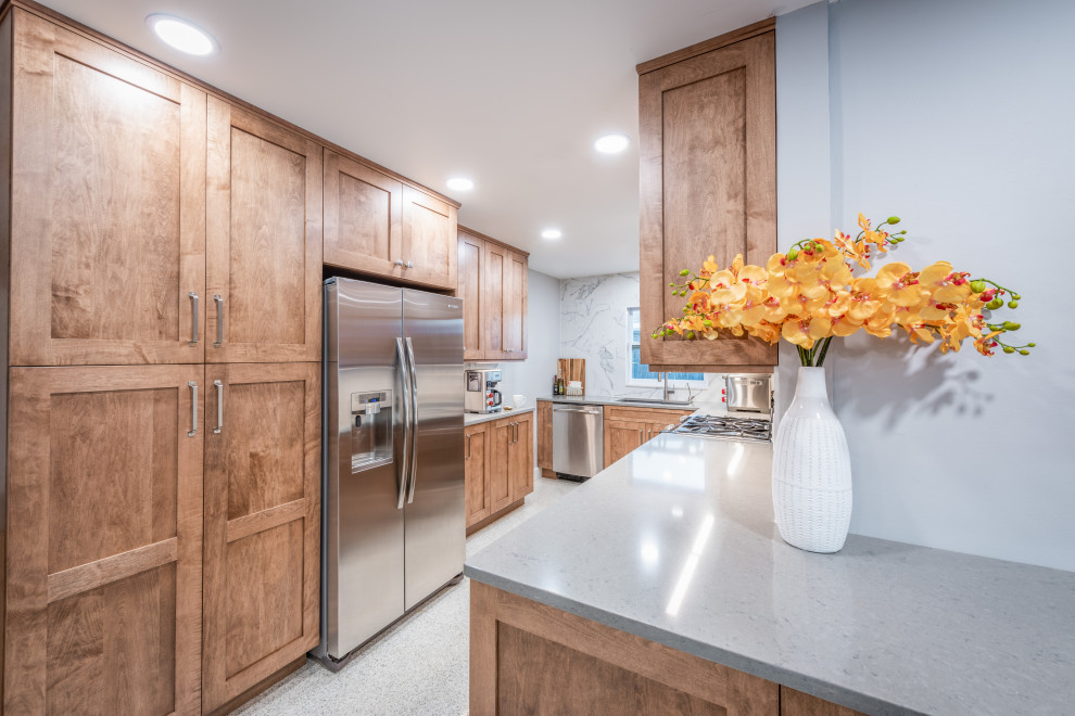 Mid Century Galley Kitchen Makeover Before & After Craftsman