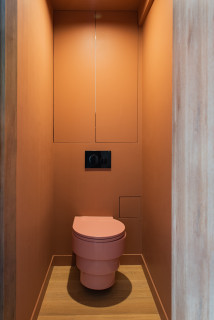 Photos et idées déco de WC et toilettes modernes avec un mur orange -  Juillet 2023 | Houzz FR