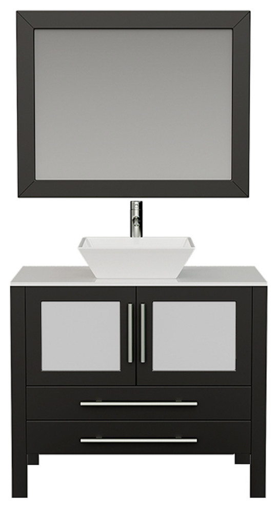 Canton 36 Espresso Wood And Porcelain Single Vanity Set Contemporary Bathroom Vanities Sink Consoles By The Tub Connection - Espresso Wood Vanity Set Canton 36 Espresso Wood And Porcelain Single Vanity Set Contemporary Bathroom Vanities Sink Consoles By The Tub Connection - Espresso Wood Vanity Set