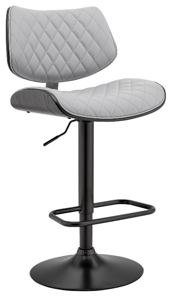 Metal and Faux Leather Adjustable Bar Stool Black and Gray Industrial