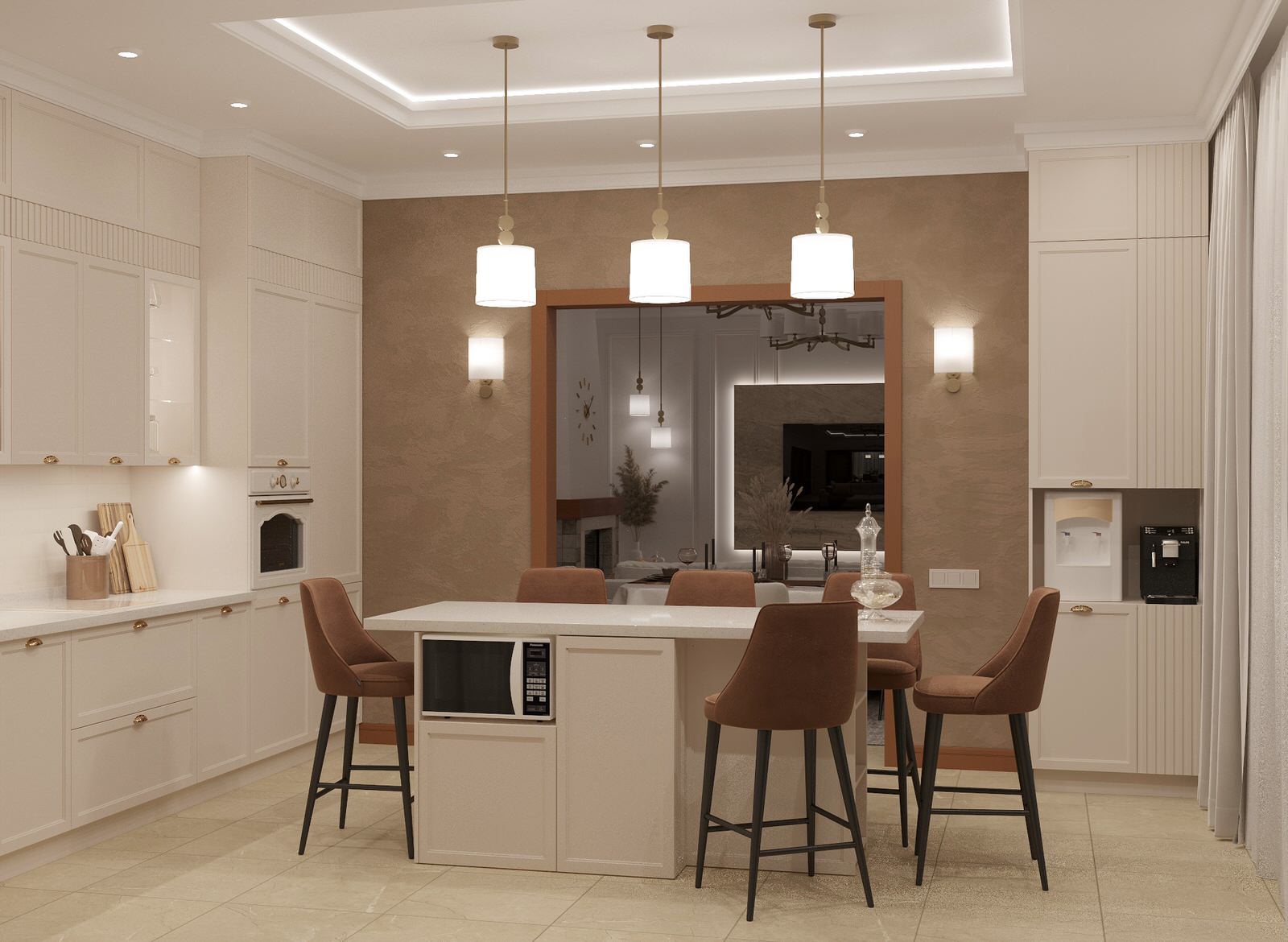 Интерьер гостиной загородного дома