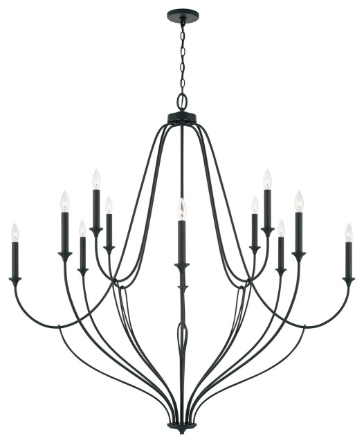Bentley 12 Light Chandelier, Black Iron Transitional Chandeliers by LAMPS EXPO Houzz