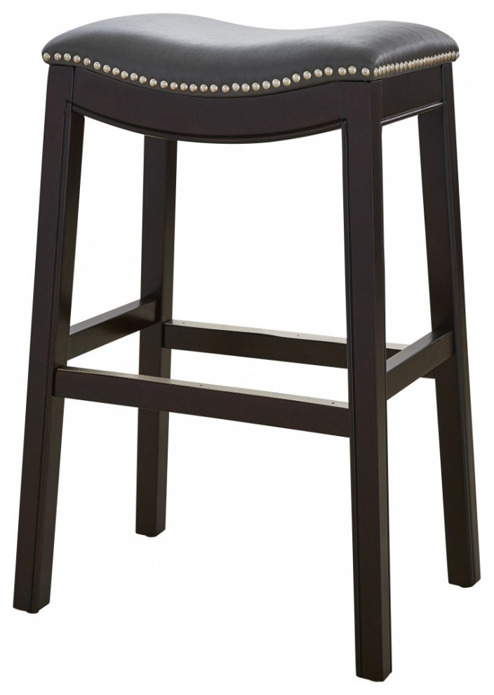 30 Espresso And Gray Saddle Style, Dark Grey Counter Height Bar Stools