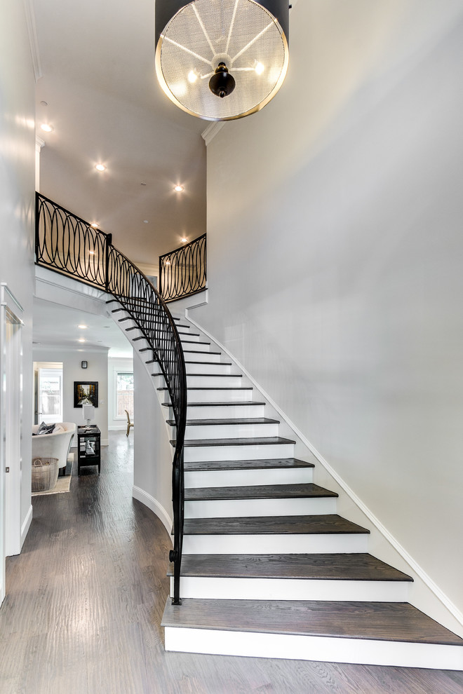 Inspiration for a mid-sized transitional staircase in Dallas.