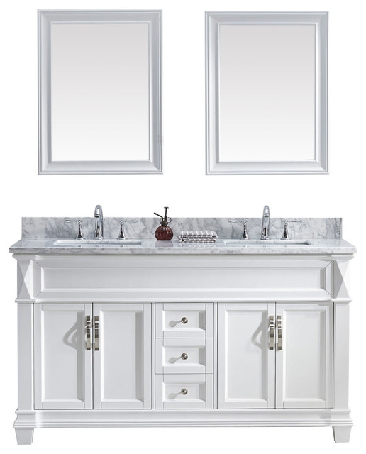 Virtu Victoria 60 Double Bathroom Vanity White With Marble Top Virtu Victoria 60 Double Bathroom Vanity White With Marble Top Mirrors