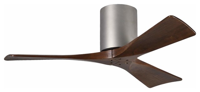 Irene 3 Blade Paddle Ceiling Fan With Walnut Tone Blades Nickel Finish 42