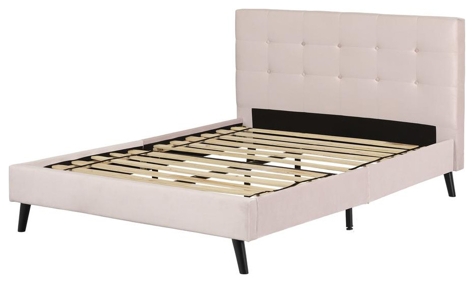 Maliza Upholstered Complete Platform Bed, Pale Pink