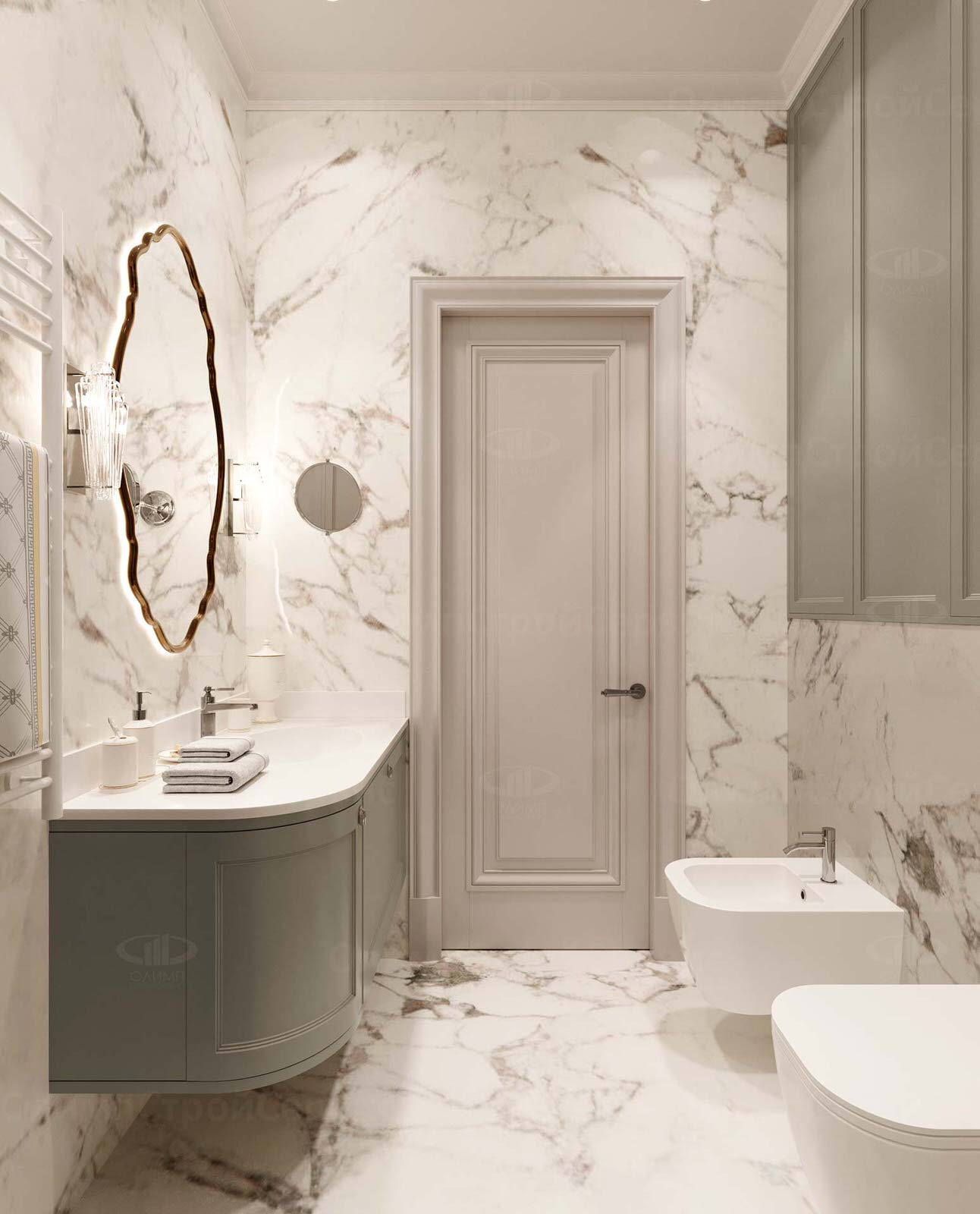 ЖК Врубеля, 4: дизайн интерьера евродвушки 60 кв.м. в стиле «Неоклассика»