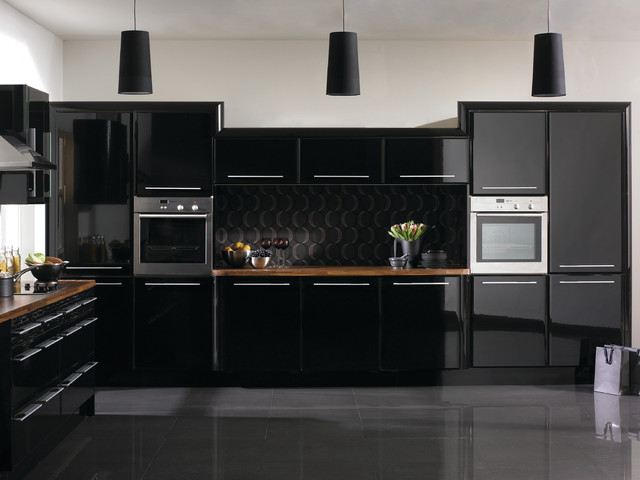 High Gloss Black Pisa Kitchen modern-koek