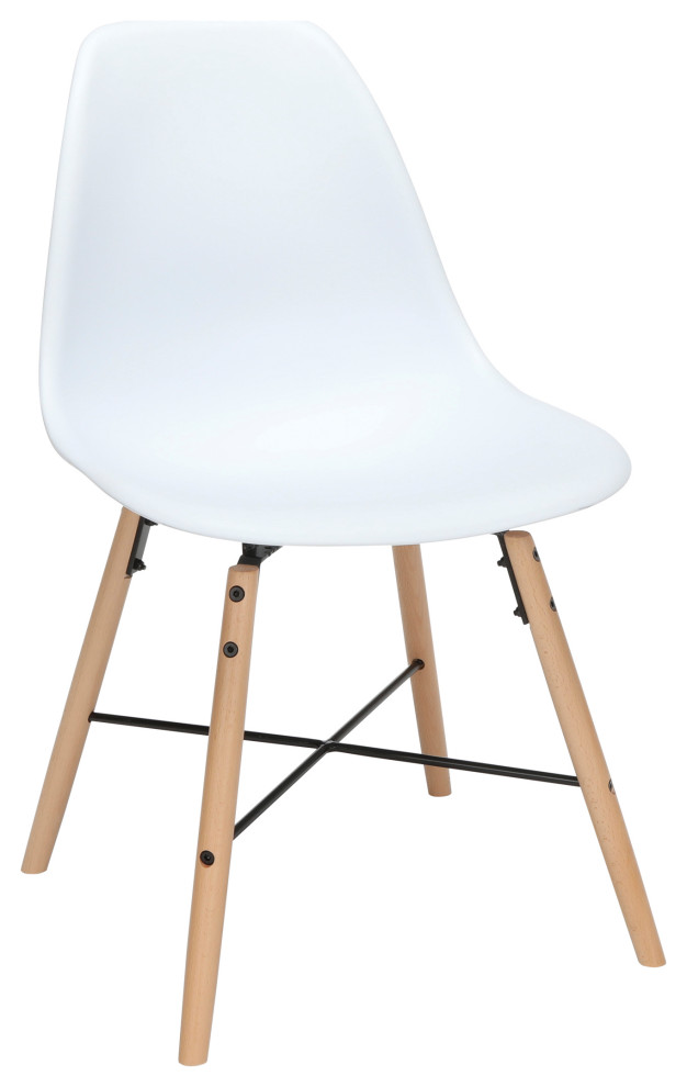 White Plastic Dining Chair, Set of 4 - Midcentury - Dining Chairs - by