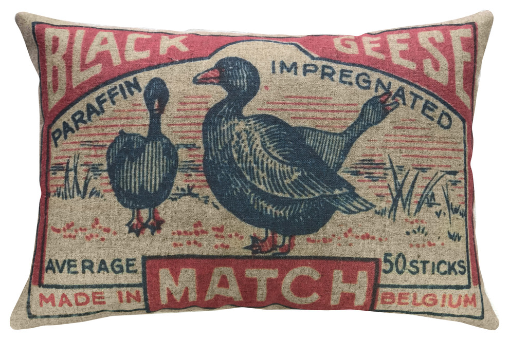 Geese Linen Pillow, 18"x12"