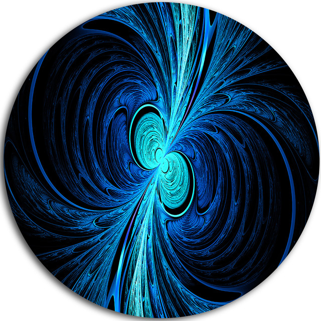 Blue Fractal Wallpaper, Abstract Digital Art Disc Metal ...