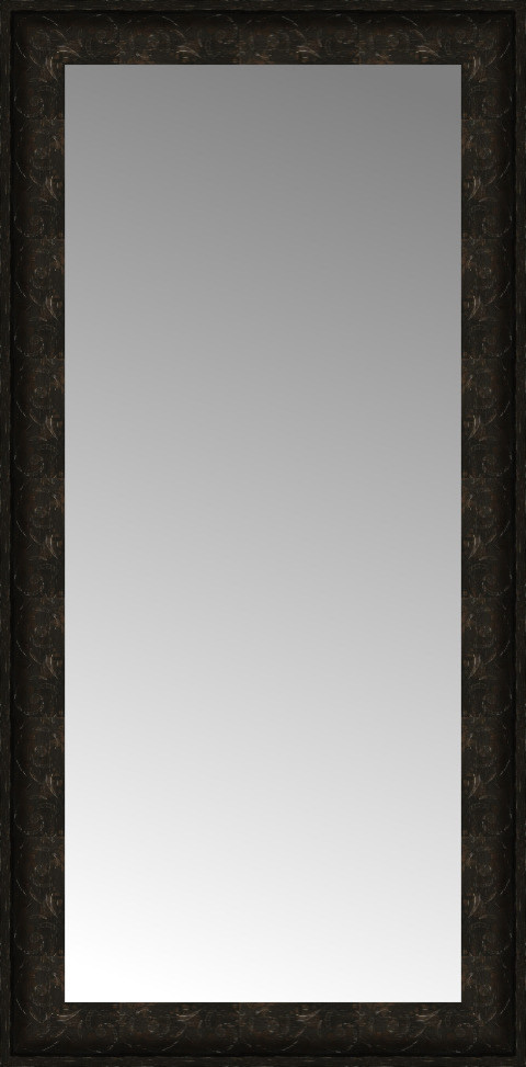 20"x39" Custom Framed Mirror, Dark Brown