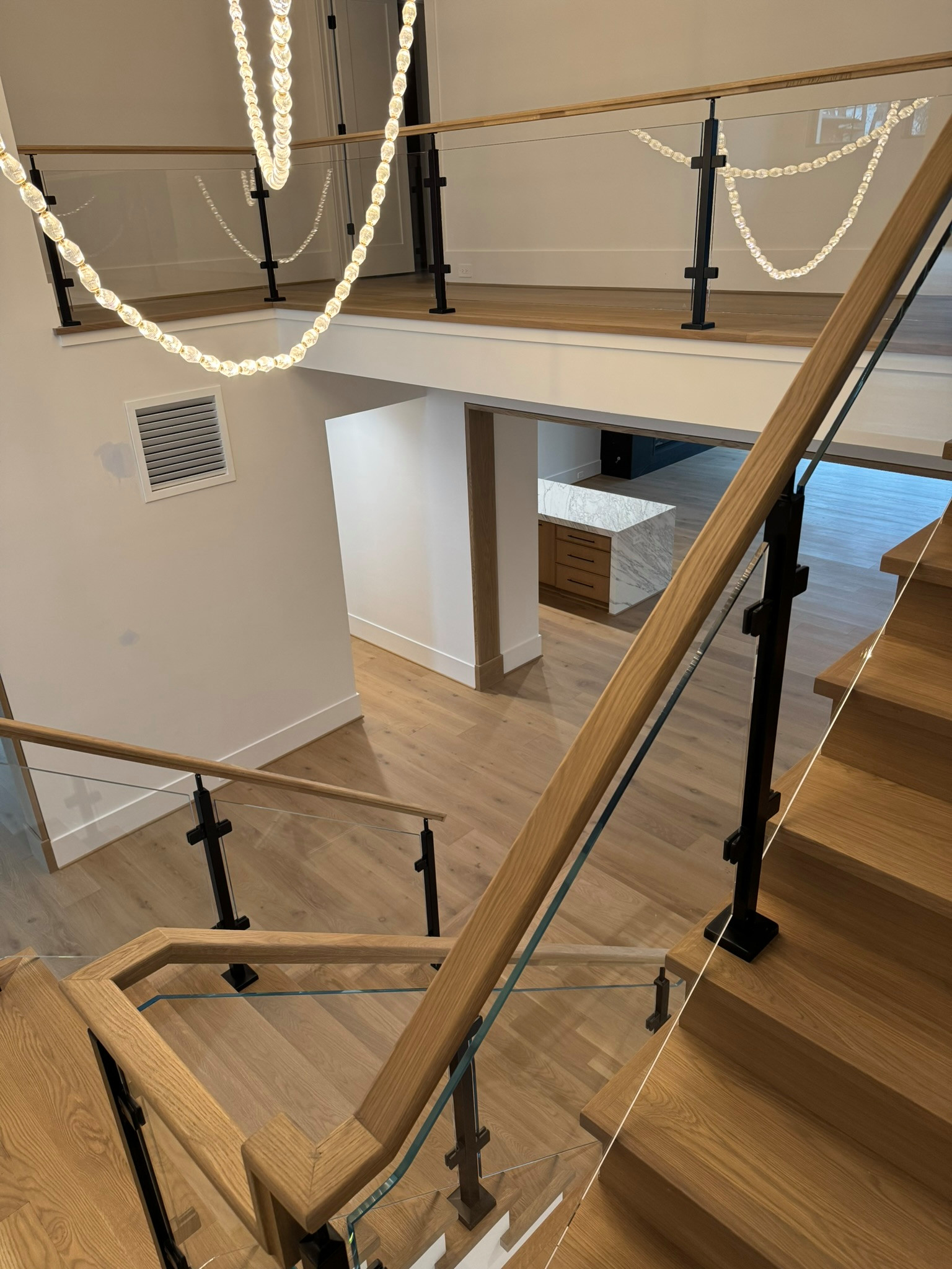 134_Modern White Oak Stair with Glass Balustrade, Vienna, VA 22180