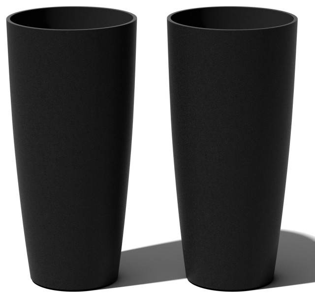 Veradek Pure Series Selena 28" Planter, Black, 28 in. - Two Pack