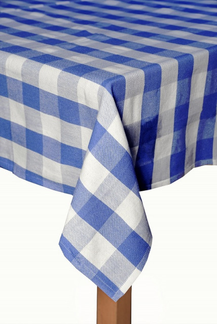 Farm Check 100% Cotton Table Cloth, Blue, 60x104