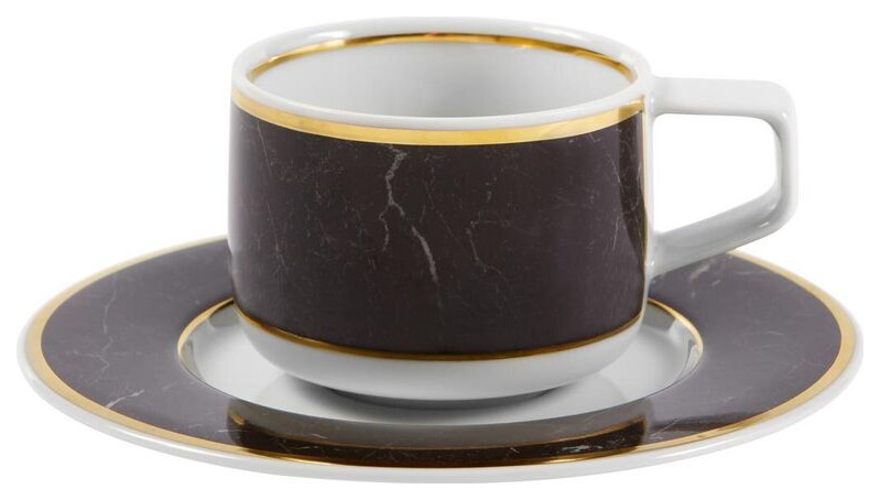 Vista Alegre Carrara Coffee Cup and Saucer, Set of 4
