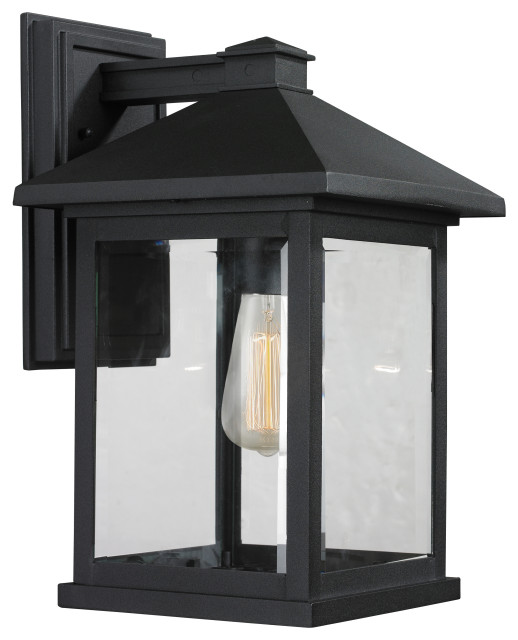 Portland Collection 1 Light Outdoor Wall Light in Black Finish