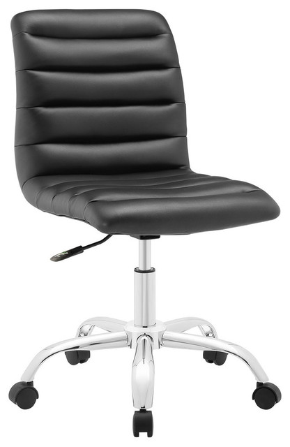 Modern Contemporary Office Chair, Black Faux Leather - Contemporary ...