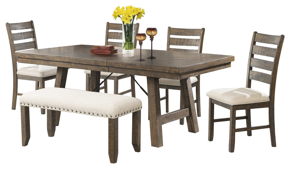 Dex 7Piece Dining Set, Table, 4 Ladder Side Chairs and Bench