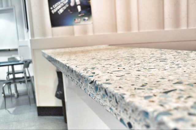 Sy Striking Recycled Glass With Cement, Recycled Glass Vanity Top