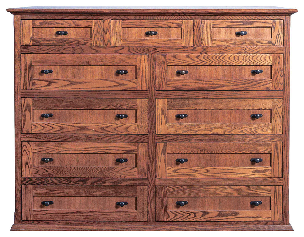 Mission Oak Eleven Drawer Dresser, Progressive Furniture Dresser P61124 Mesquite Pine