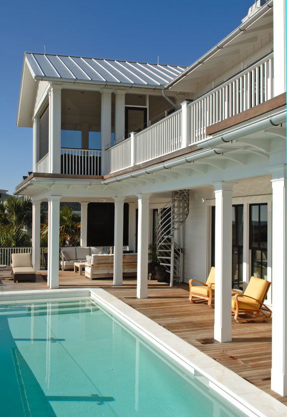 Photo of a beach style pool in Charleston.