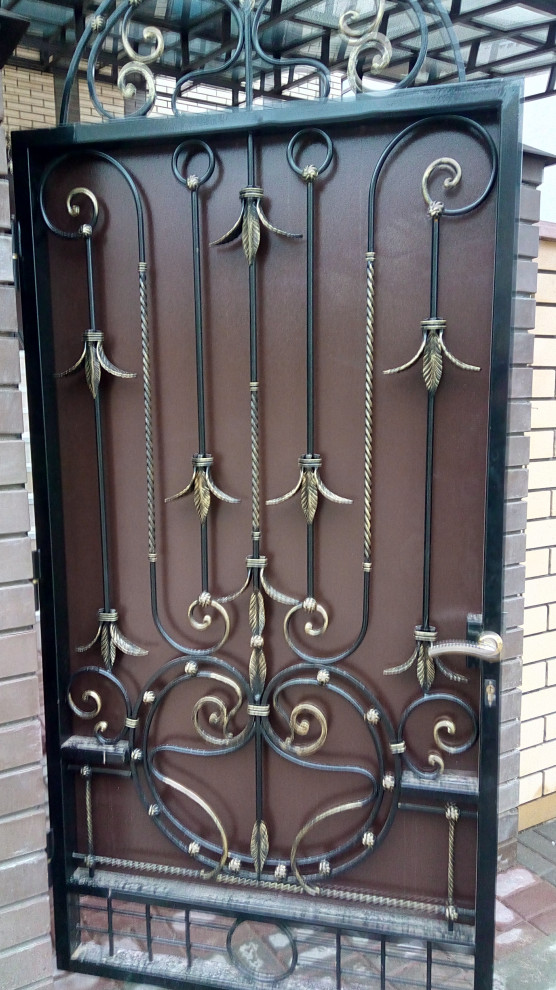 откатные кованые ворота, кованая калитка