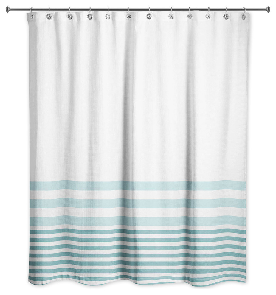 blue stripe shower curtain