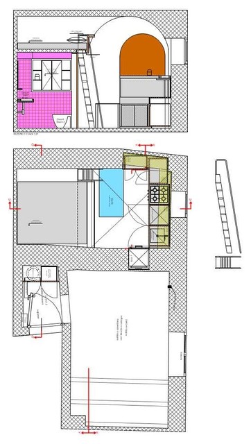 Schema planimetrico e sezione contemporary
