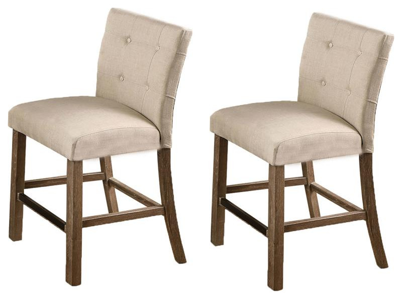 Best Master Hadley Solid Wood Counter Height Chair - Light Gray/Beige (Set of 2)