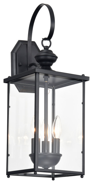 Malu 3-Light Matte Black Entrance Wall Sconce - Transitional - Wall ...