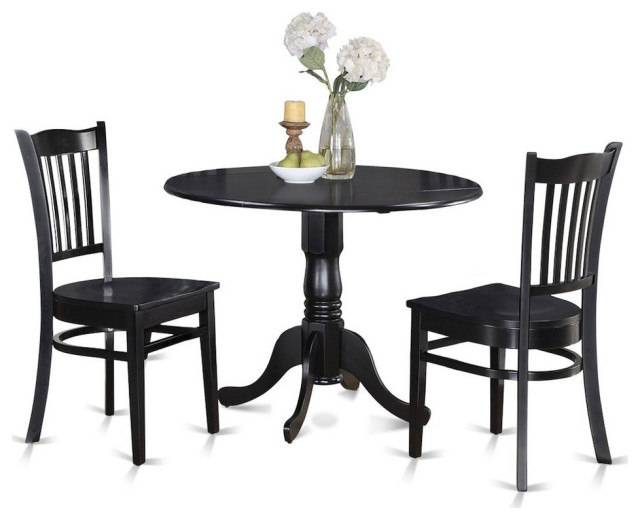 3-Piece Small Kitchen Table and Chairs Set, Round Table, 2 Dinette ...