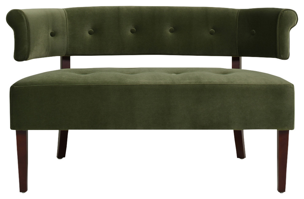 Jared Roll Arm Tufted Bench Settee Contemporary Loveseats by