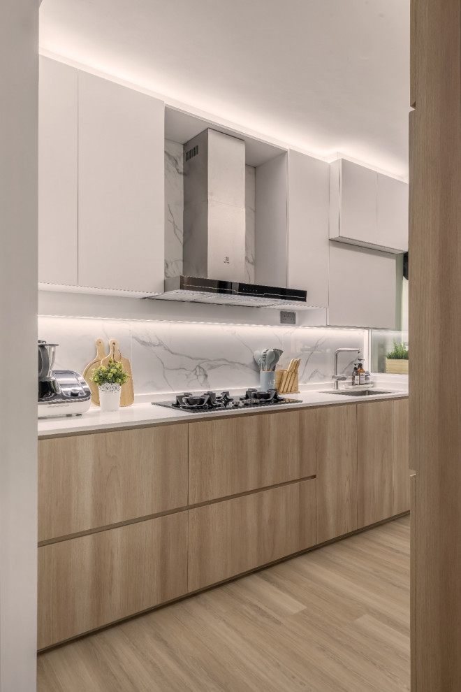 This is an example of a scandinavian kitchen in Singapore.