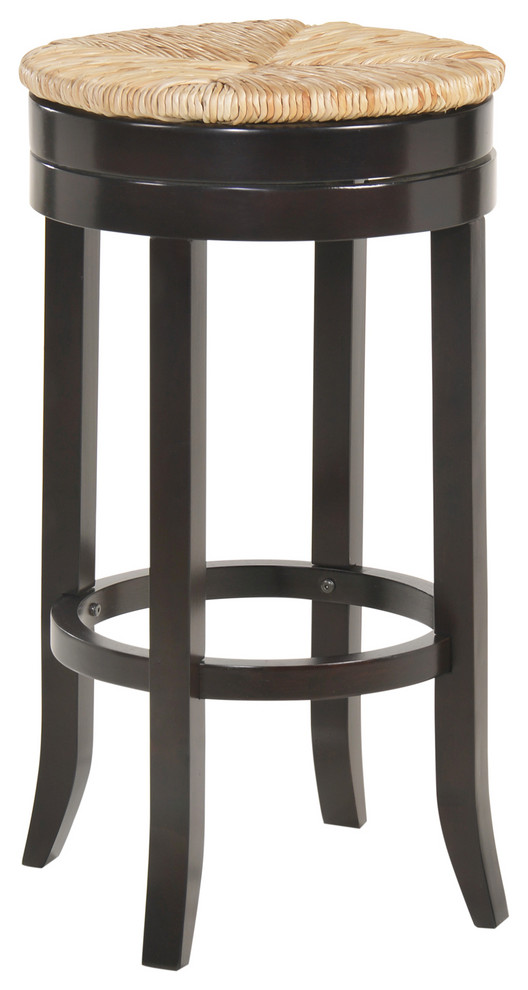 Irving 30" Swivel Rush Seat Bar Stool, Espresso Tropical Bar Stools