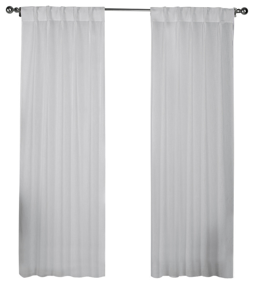 Belgian Jacquard Sheer Window Curtain Panel, Set of 2, Winter White, 54"x84"