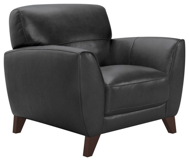 Armen Living Jedd Modern Leather Accent Chair in Black and Brown