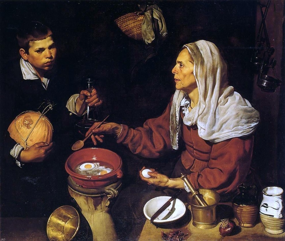 Diego Velazquez Old Woman Poaching Eggs, 20"x25" Wall Decal