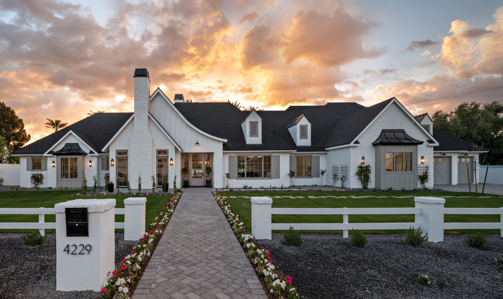 Inspiration for a transitional exterior home remodel in Phoenix