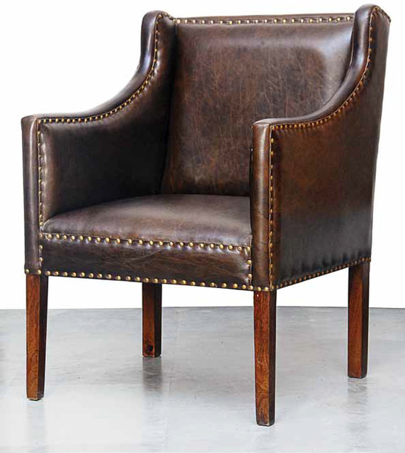 Carleton Brown Leather Accent Chair - Contemporary - Armchairs And Accent Chairs - Toronto - by ...