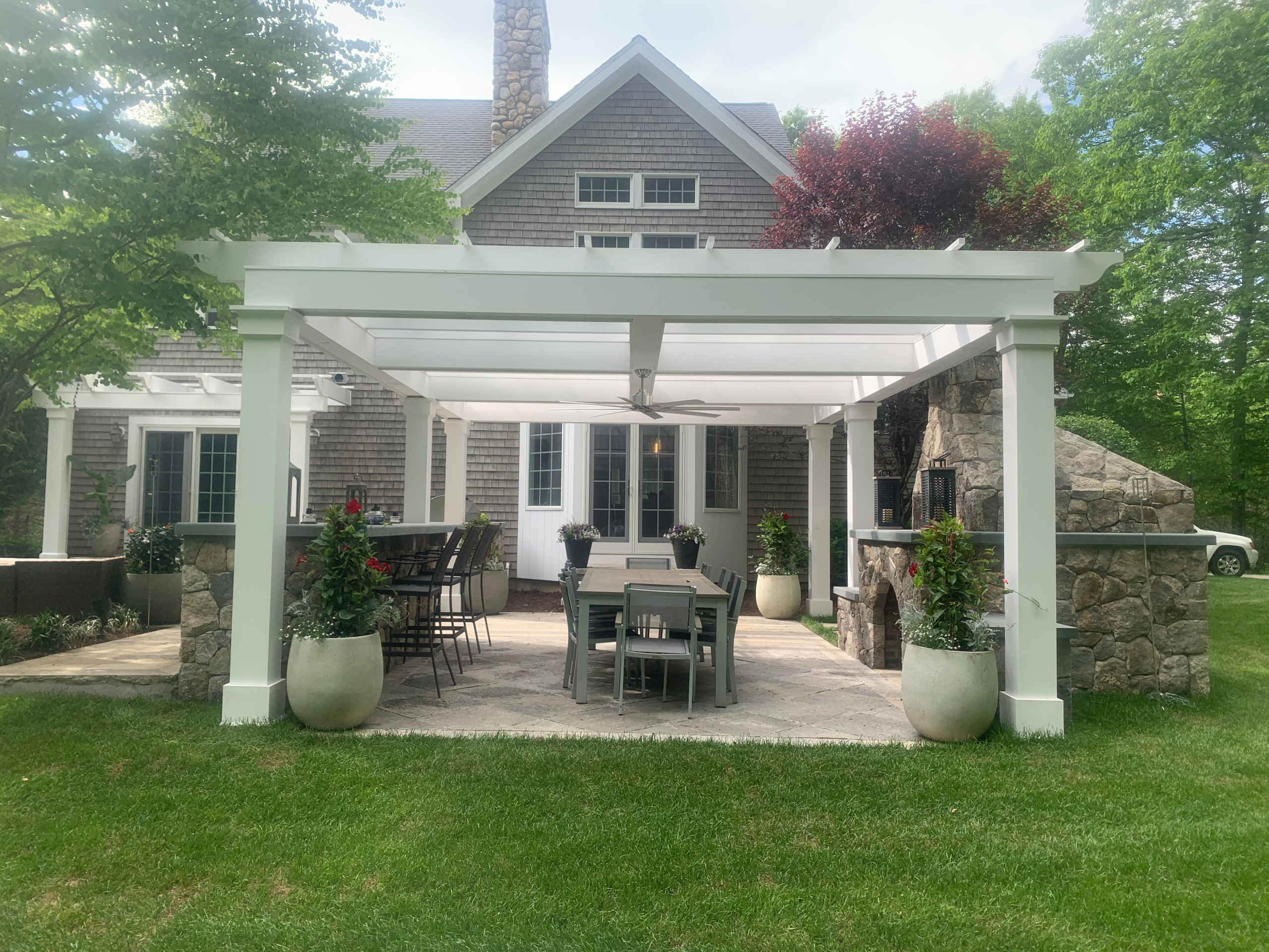 Outdoor living space pergola  Redding,ct