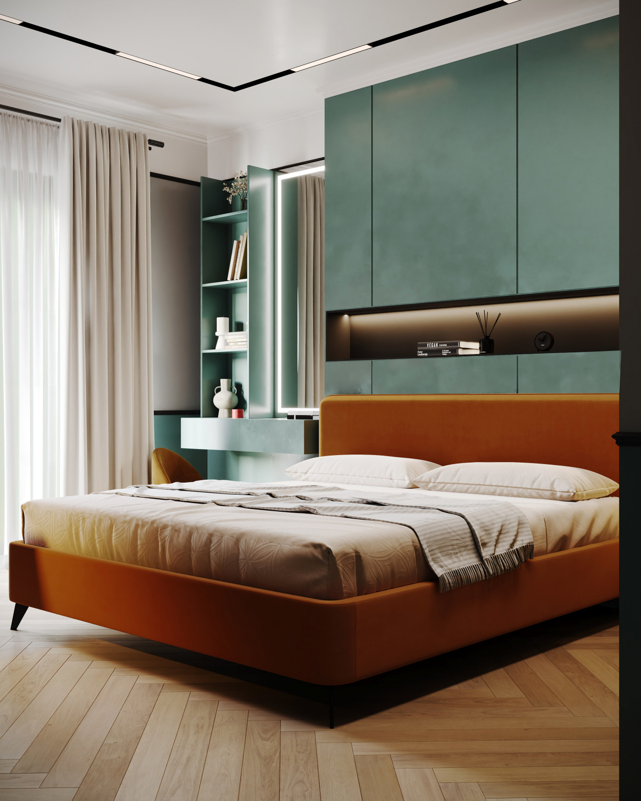 Спальня с игровым комплексом для кошек